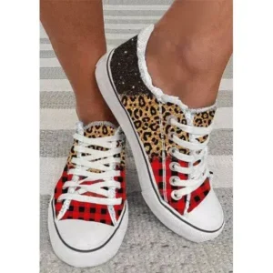 Komkoy Women Casual 3D Printing Color Leopard Canvas Shoes