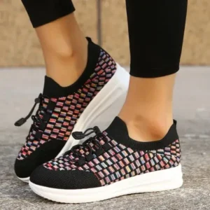 Komkoy Women Fashion Fly Knit Breathable Fashion Sneakers