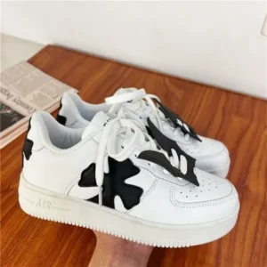 Komkoy Women Fashion Round Toe Cross Platform Sneakers