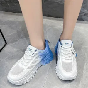 Komkoy Women Fashion Round Toe Breathable Mesh Gradient Sneakers