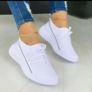 Komkoy Women Fashion Breathable Lace-Up Flat Mesh Sneakers