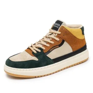 Komkoy Men'S Fashion Breathable Color Block Pu Sneakers