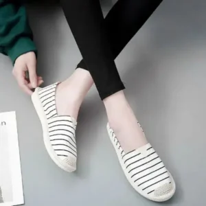 Komkoy Fashion Stripe Pattern Design Women Round-Toe Casual Espadrilles Shoes