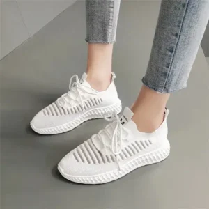 Komkoy Women Fashion Mesh Cloth Lace-Up Sneakers