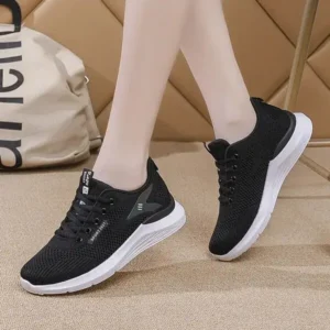 Komkoy Women Sports Casual Lace Up Design Mesh Breathable Wedge Sneakers