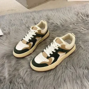 Komkoy Women Fashion Lace Up Design Color Blocking Sneakers