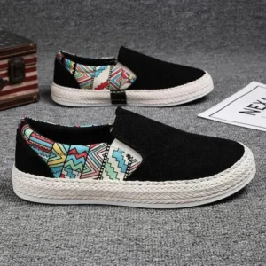 Komkoy Men Fashion Color Matching Breathable Canvas Flats Shoes