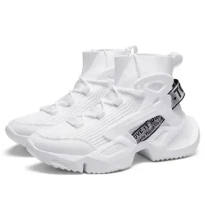 Komkoy Men'S Fashion Platform White High Top Sneakers