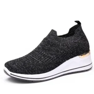 Komkoy Women Casual Mesh Knit Design Breathable Comfort Wedge Platform Sneakers