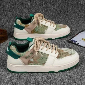 Komkoy Men'S Casual Retro Secret Forest Oil Painting Pattern Sneakers