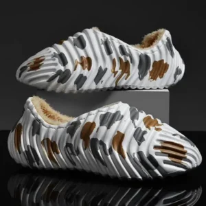 Komkoy Men'S Fashion Camouflage Coconut Shape Fleece Warm Plush Shoes