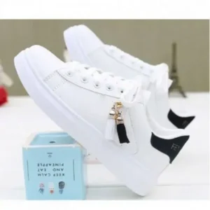 Komkoy Women Fashion Flat Solid Color Lace-Up Sneakers