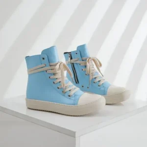 Komkoy Women Fashion Blue Faux Leather High Top Shoes