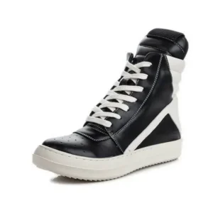 Komkoy Women Fashion Casual Black White Inverted Triangle High Top Shoes