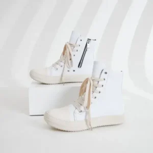 Komkoy Women Fashionable Hip Hop White High Top Sneakers