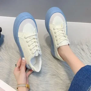 Komkoy Women Fashion Round Toe Lace-Up Sneakers