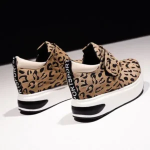 Komkoy Women Fashion Wedge Leopard Leopard Sneakers