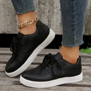 Komkoy Women Fashion Round Toe Platform Solid Color Sneakers