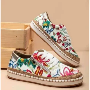 Komkoy Women Fashion Color Matching Ethnic Style Printed Sneakers