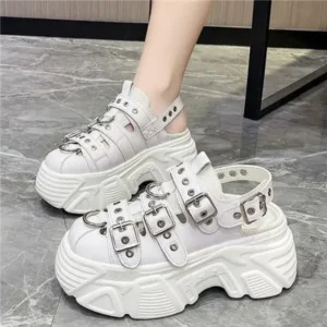 Komkoy Women Fashion Platform Solid Color Sneakers