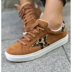 Komkoy Women Fashion Round Toe Lace-Up Canvas Sneakers